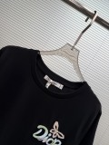 Dior 2026 Women's Fashion Nail Bead Embroidered Round Neck T-shirt Unisex Casual Loose Short Sleeve