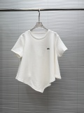 Loewe 2026 Fashion Embroidery Logo Irregular T-shirt Women's Casual Round Neck Short Sleeve