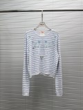 Chanel Women's Fashion Heavy duty Bead String Versatile Striped Long Sleeve Knitted Shirt