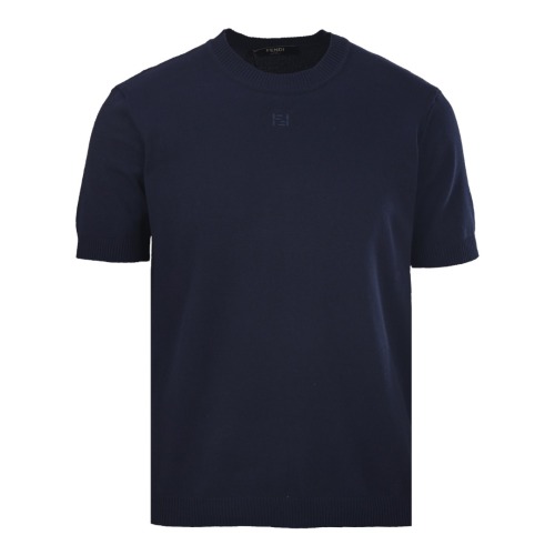 Fendi New Fashion Versatile Embroidery FF Knitted Short Sleeve