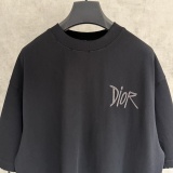 Dior Classic Embroidered Logo Short Sleeve Couple Loose Casual T-shirt