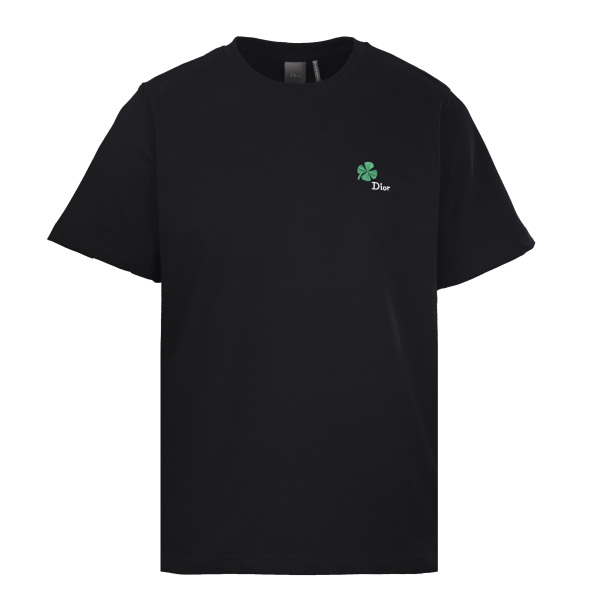 Dior Fashion Clover Embroidered Short Sleeve Unisex Versatile Casual T-shirt