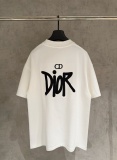 Dior Classic Embroidered Logo Short Sleeve Couple Loose Casual T-shirt