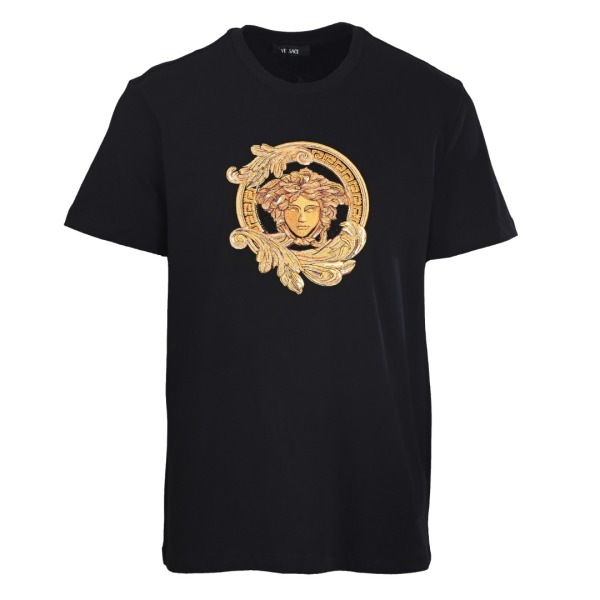 Versace Fashion Heavy Industries Medusa Embroidered Short Sleeve Unisex Casual Loose T-shirt