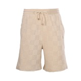 Louis Vuitton New Fashion Checkerboard Drawstring Woolen Loop Casual Shorts