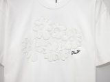 Fendi Fashion Embroidery Flower Round Neck T-shirt Couple Versatile Loose Short Sleeve