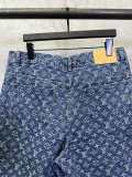 Louis Vuitton 26SS Fashion Full Logo Printed Water Washed Cowboy Shorts