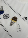Fendi Fashion Embroidered Ice Cream Short Sleeve Couple Casual Loose T-shirt