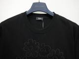 Fendi Fashion Embroidery Flower Round Neck T-shirt Couple Versatile Loose Short Sleeve
