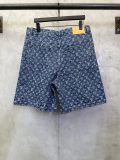 Louis Vuitton 26SS Fashion Full Logo Printed Water Washed Cowboy Shorts