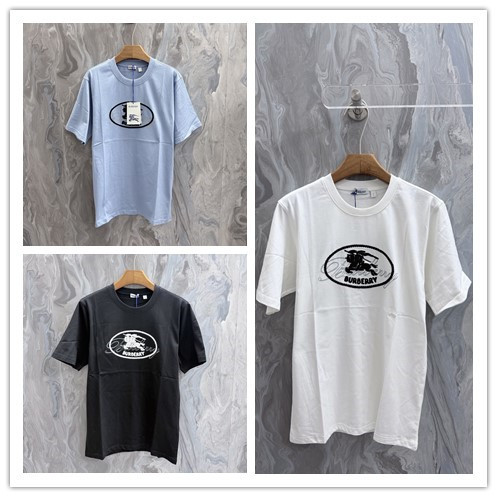 Burberry Classic Embroidered War Horse Logo T-shirt Couple Versatile Loose Short Sleeves
