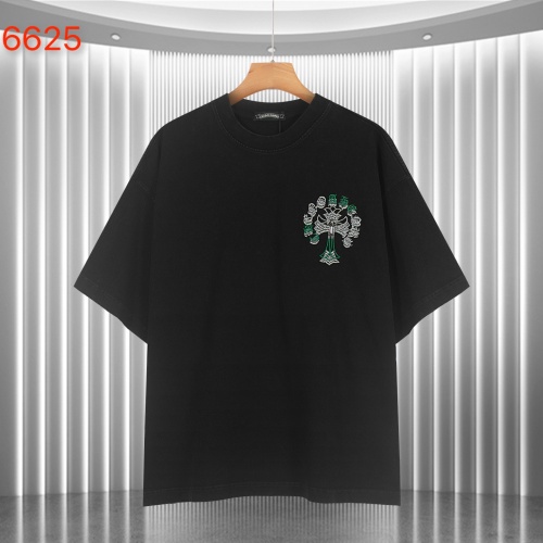 Chrome Hearts High Street Patchwork Embroidered Cross T-shirt Unisex Casual Versatile Short Sleeve