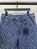 Louis Vuitton 26SS Fashion Full Logo Printed Water Washed Cowboy Shorts