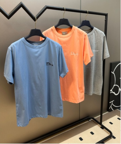 Dior Simple Embroidered Logo Short Sleeve Couple Casual Loose T-shirt