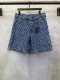 Louis Vuitton 26SS Fashion Full Logo Printed Water Washed Cowboy Shorts