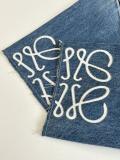 Loewe 26SS Classic Embroidered Logo Wash Water Gradient Short Sleeve Denim Shirt