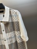 Louis Vuitton 26SS Fashion Checkered Jacquard Flip Collar Short Sleeve Knitted Cardigan