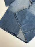Loewe 26SS Classic Embroidered Logo Wash Water Gradient Short Sleeve Denim Shirt