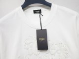 Fendi Fashion Embroidery Flower Round Neck T-shirt Couple Versatile Loose Short Sleeve