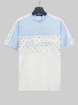 Louis Vuitton Fashion Embroidered Logo Splicing Short Sleeve Couple Casual Versatile T-shirt Louis Vuitton Fashion Embroidered Logo Splicing Short Sleeve Couple Casual Versatile T-shirt