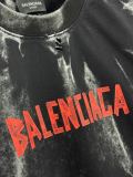 Balenciaga Retro Tape Logo Printed Short Sleeve Unisex Casual Loose Washed T-shirt