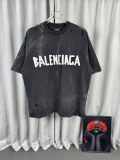 Balenciaga Retro Tape Logo Printed Short Sleeve Unisex Casual Loose Washed T-shirt