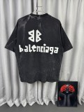 Balenciaga Retro Tape Logo Printed Short Sleeve Unisex Casual Loose Washed T-shirt
