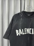 Balenciaga Retro Tape Logo Printed Short Sleeve Unisex Casual Loose Washed T-shirt