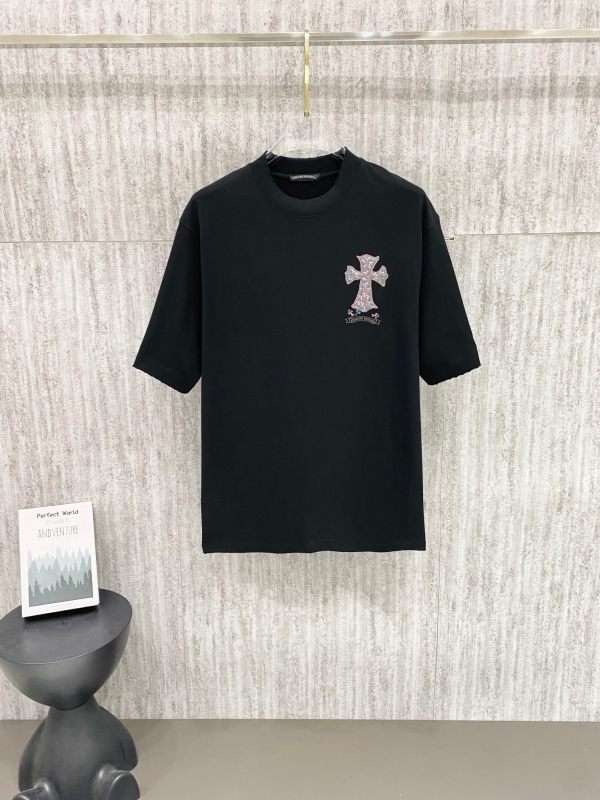 Chrome Hearts 26SS Fashion Sticky Cross Printed Short Sleeve Unisex Casual Versatile T-shirt