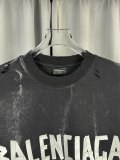 Balenciaga Retro Tape Logo Printed Short Sleeve Unisex Casual Loose Washed T-shirt