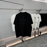 Prada 26SS Classic Embroidered Logo Short Sleeve Unisex Casual Loose T-shirt