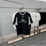 Balenciaga 26SS Classic Logo Printed Splicing Quick Drying Short Sleeve Unisex Casual Loose T-shirt
