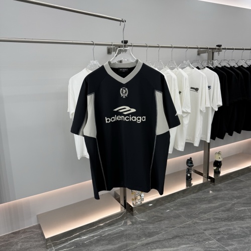 Balenciaga 26SS Classic Logo Printed Splicing Quick Drying Short Sleeve Unisex Casual Loose T-shirt
