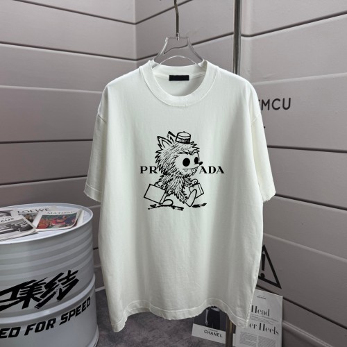 Prada 26SS Fashion Printed Short Sleeve Unisex Casual Versatile T-shirt