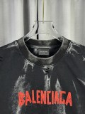 Balenciaga Retro Tape Logo Printed Short Sleeve Unisex Casual Loose Washed T-shirt