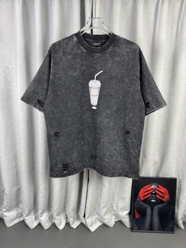 Balenciaga Retro Washed Printed Short Sleeve Unisex Casual Loose T-shirt