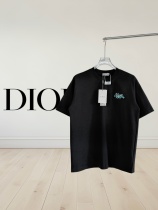 Dior Classic Embroidered Logo Round Neck T-shirt Couple Loose Casual Short Sleeve