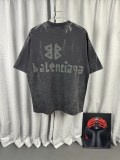 Balenciaga Retro Tape Logo Printed Short Sleeve Unisex Casual Loose Washed T-shirt