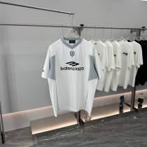 Balenciaga 26SS Classic Logo Printed Splicing Quick Drying Short Sleeve Unisex Casual Loose T-shirt Balenciaga 26SS Classic Logo Printed Splicing Quick Drying Short Sleeve Unisex Casual Loose T-shirt