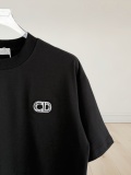Dior Fashion Embroidered Logo T-shirt Unisex Loose Casual Short Sleeve