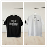 Dior Fashion Embroidered Logo T-shirt Unisex Loose Casual Short Sleeve