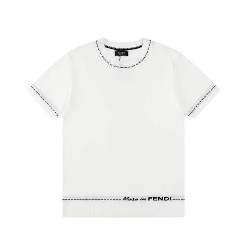 Fendi Couple Classic Logo Jacquard Round Neck Short Sleeve Knitted Polo Shirt