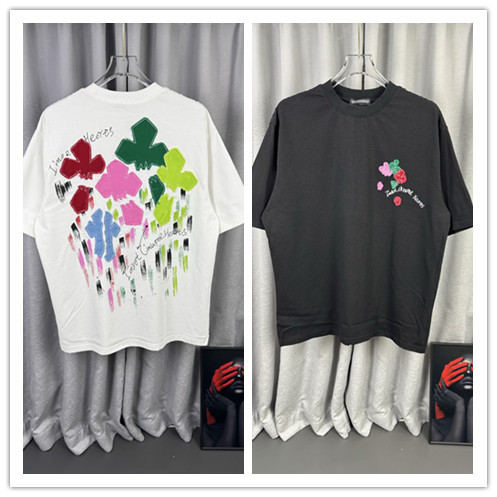 Chrome Hearts Fashion Patchwork Embroidered Cross Short Sleeve Couple Casual Versatile T-shirt