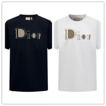 Dior Fashio Embroidered Logo Short Sleeve Couple Casual Versatile Round Neck T-shirt Dior Fashio Embroidered Logo Short Sleeve Couple Casual Versatile Round Neck T-shirt