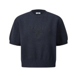 Prada Women's Classic Embroidered Logo Short Knitted Shirt