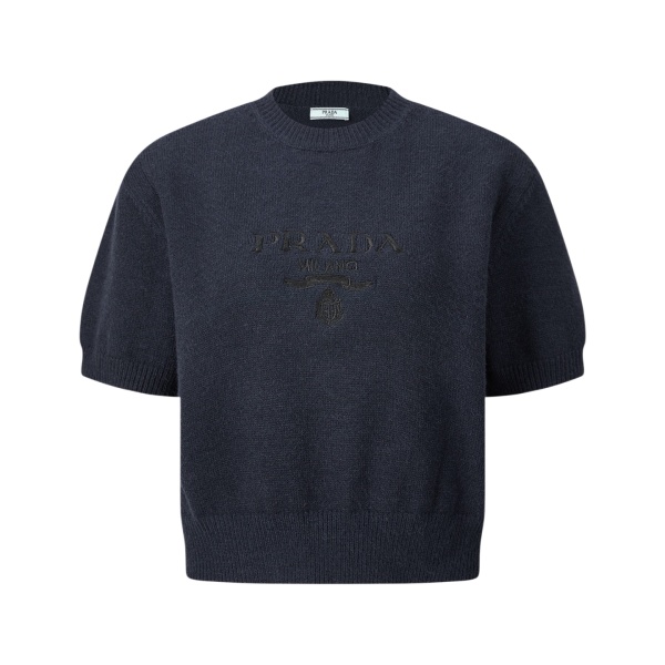 Prada Women's Classic Embroidered Logo Short Knitted Shirt