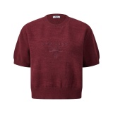 Prada Women's Classic Embroidered Logo Short Knitted Shirt