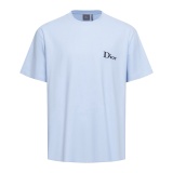 Dior Simple Embroidered Logo Short Sleeve Couple's Casual Versatile Round Neck T-shirt