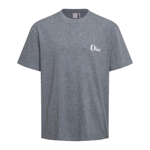 Dior Simple Embroidered Logo Short Sleeve Couple's Casual Versatile Round Neck T-shirt