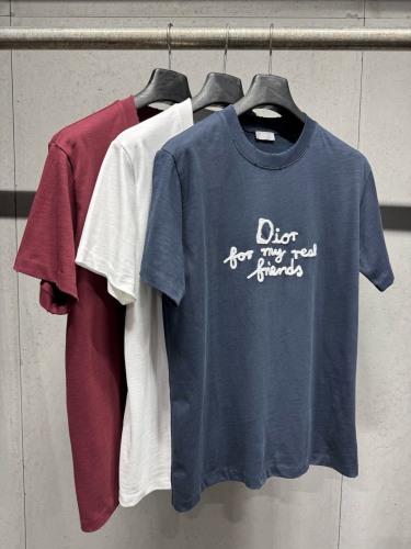 Dior New Personalized Embroidered Logo Short Sleeve Unisex Casual Versatile T-shirt
